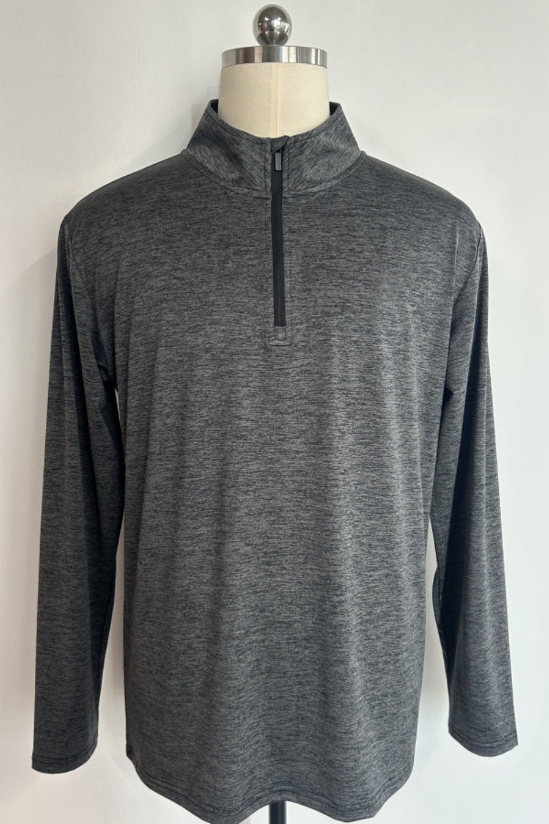 Eco Recycled Polyester 1/4 Zip Pullover | Light Weight|Dry Fit- M-01-008-Slub Black