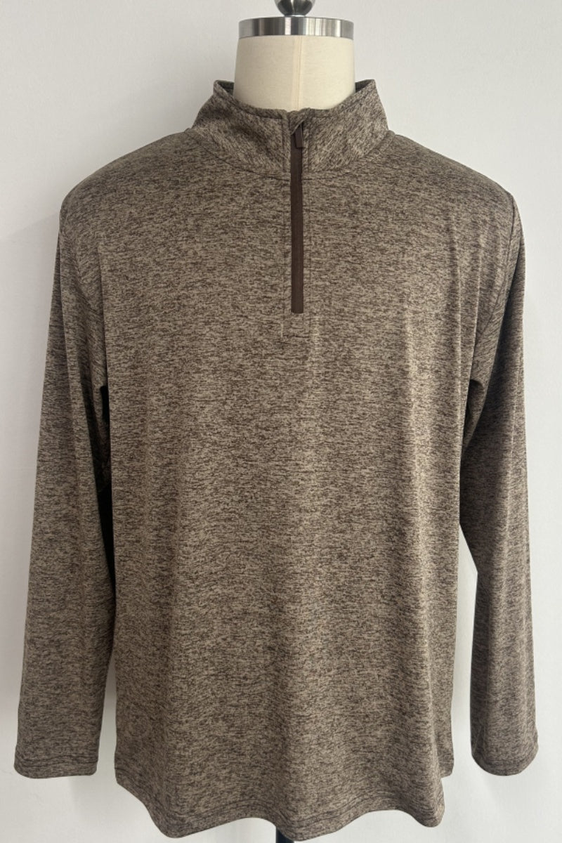 Men’s Performance  1/4 Zip Pullover | UV 50+ |Dry Fit- M-01-008-Heather Brown