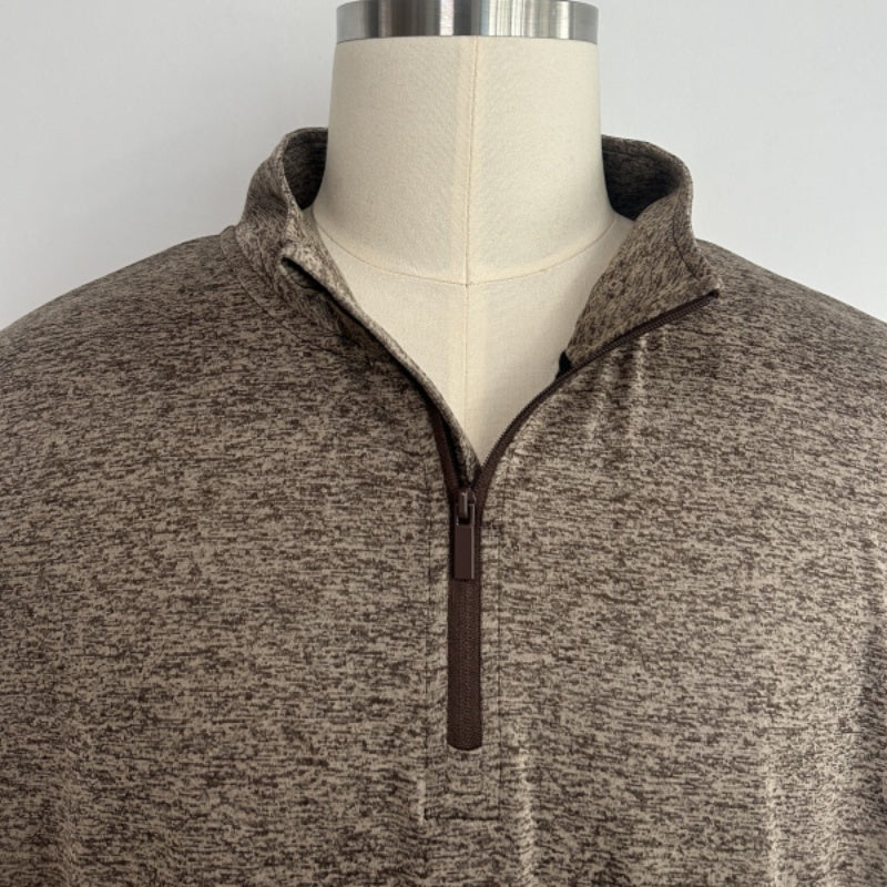 Men’s Performance  1/4 Zip Pullover | UV 50+ |Dry Fit- M-01-008-Heather Brown