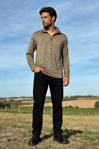 Men’s Performance  1/4 Zip Pullover | UV 50+ |Dry Fit- M-01-008-Heather Brown