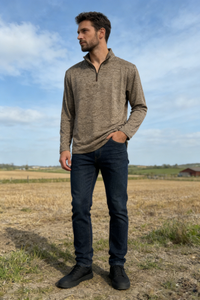 Men’s Performance  1/4 Zip Pullover | UV 50+ |Dry Fit- M-01-008-Heather Brown