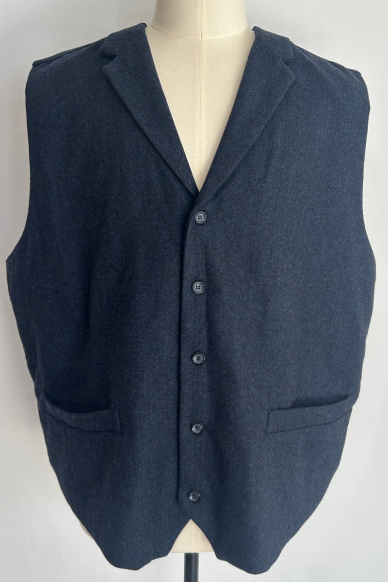 Men's Classic Herringbone Wool Vest|M-02-001 Navy