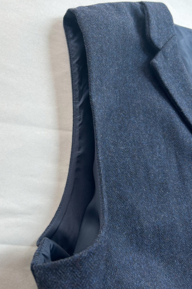 Men's Classic Herringbone Wool Vest|M-02-001 Navy