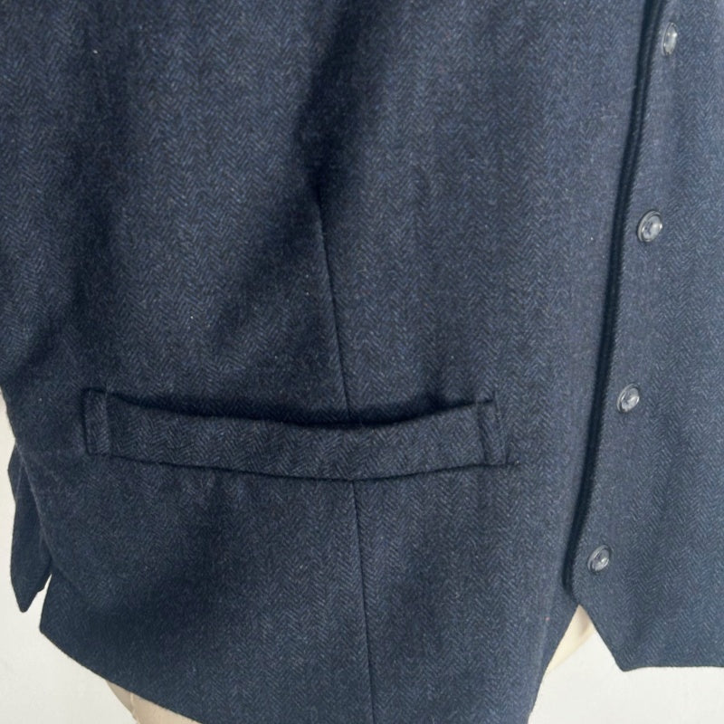 Men's Classic Herringbone Wool Vest|M-02-001 Navy