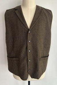 Chaleco clásico de lana de espiga para hombre | M-02-001 Chocolate oscuro