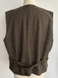 Chaleco clásico de lana de espiga para hombre | M-02-001 Chocolate oscuro