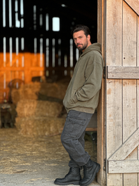 Unisex Vintage Look Garment Washed Full Zip Sweatshirt｜Hip Welted Pockets M-07-022-300Army