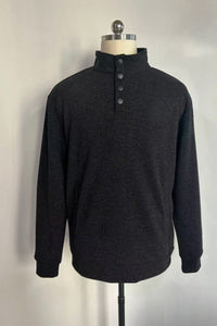 Men's quarter-button mid-collar shirt M-10-001 Black,Dark Choc
