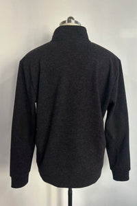 Men's quarter-button mid-collar shirt M-10-001 Black,Dark Choc