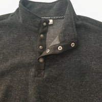 Men's quarter-button mid-collar shirt M-10-001 Black,Dark Choc
