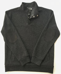 Men's quarter-button mid-collar shirt M-10-001 Black,Dark Choc