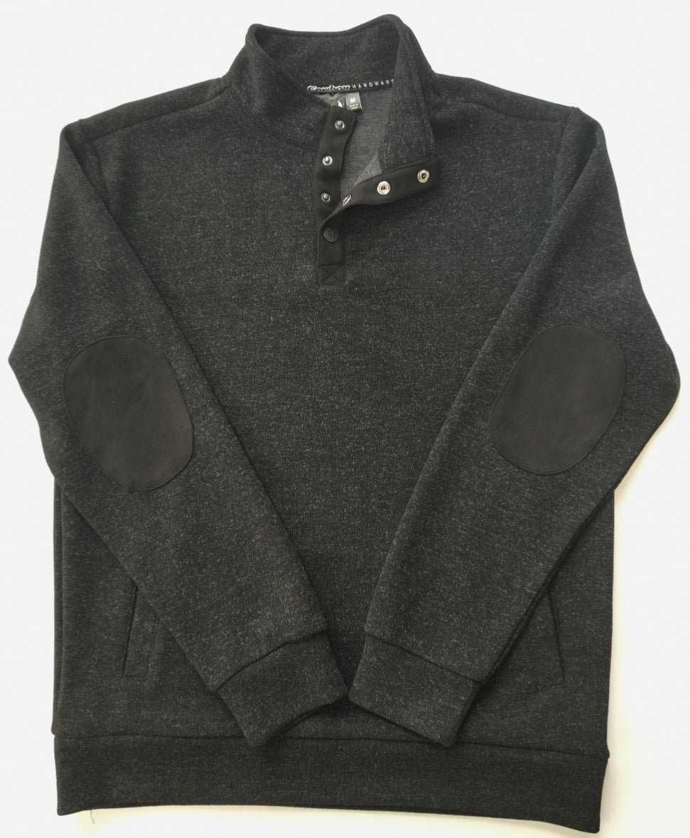 Men's quarter-button mid-collar shirt M-10-001 Black,Dark Choc