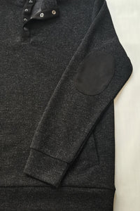 Men's quarter-button mid-collar shirt M-10-001 Black,Dark Choc