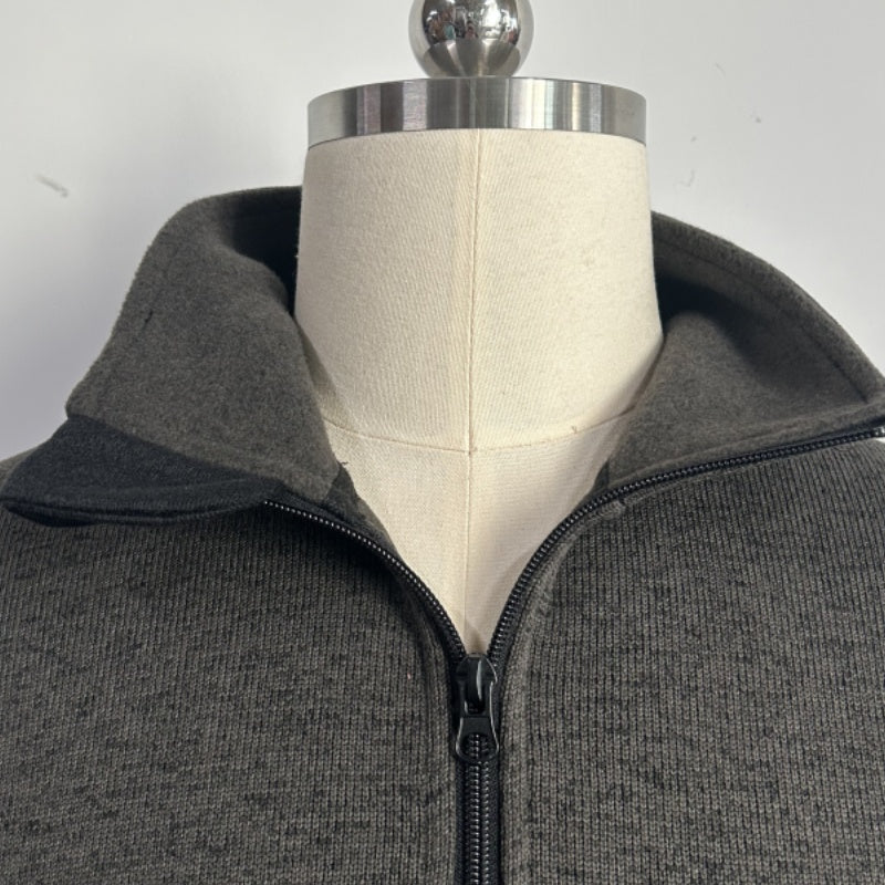 Men’s 1/4 Zip Fleece Pullover – 300GSM Speckle Polyester, Stand Collar,Hip Pockets-M-10-002-Heather Black