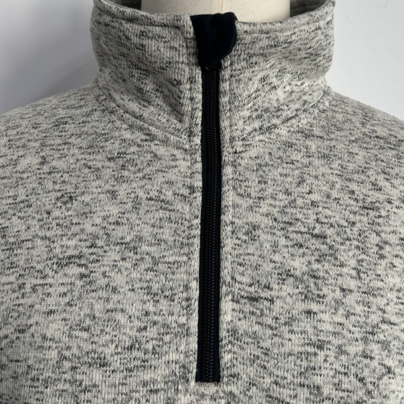 Men’s 1/4 Zip Fleece Pullover – 300GSM Speckle Polyester, Stand Collar,Hip Pockets-M-10-002-Oatmeal
