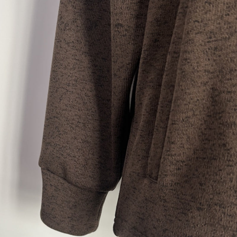 Suéter polar con cremallera de 1/4 para hombre, poliéster moteado de 300 g/m², cuello alto y bolsillos laterales, M-10-002, color chocolate oscuro