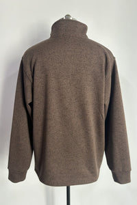 Suéter polar con cremallera de 1/4 para hombre, poliéster moteado de 300 g/m², cuello alto y bolsillos laterales, M-10-002, color chocolate oscuro