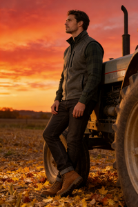 Men’s Full-Zip Fleece Vest |Zippered Pockets| Layering Essential|M-10-003-Heather Black