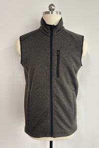 Men’s Full-Zip Fleece Vest |Zippered Pockets| Layering Essential|M-10-003-Heather Black