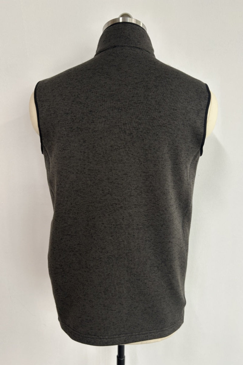 Men’s Full-Zip Fleece Vest |Zippered Pockets| Layering Essential|M-10-003-Heather Black