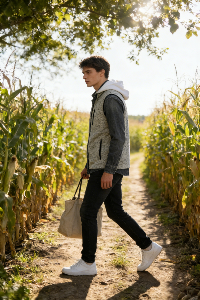 Chaleco polar con cremallera completa para hombre | Bolsillos con cremallera | Imprescindible para usar en capas | M-10-003-Avena