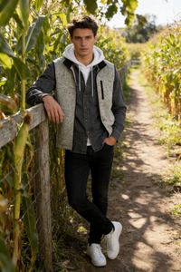 Chaleco polar con cremallera completa para hombre | Bolsillos con cremallera | Imprescindible para usar en capas | M-10-003-Avena