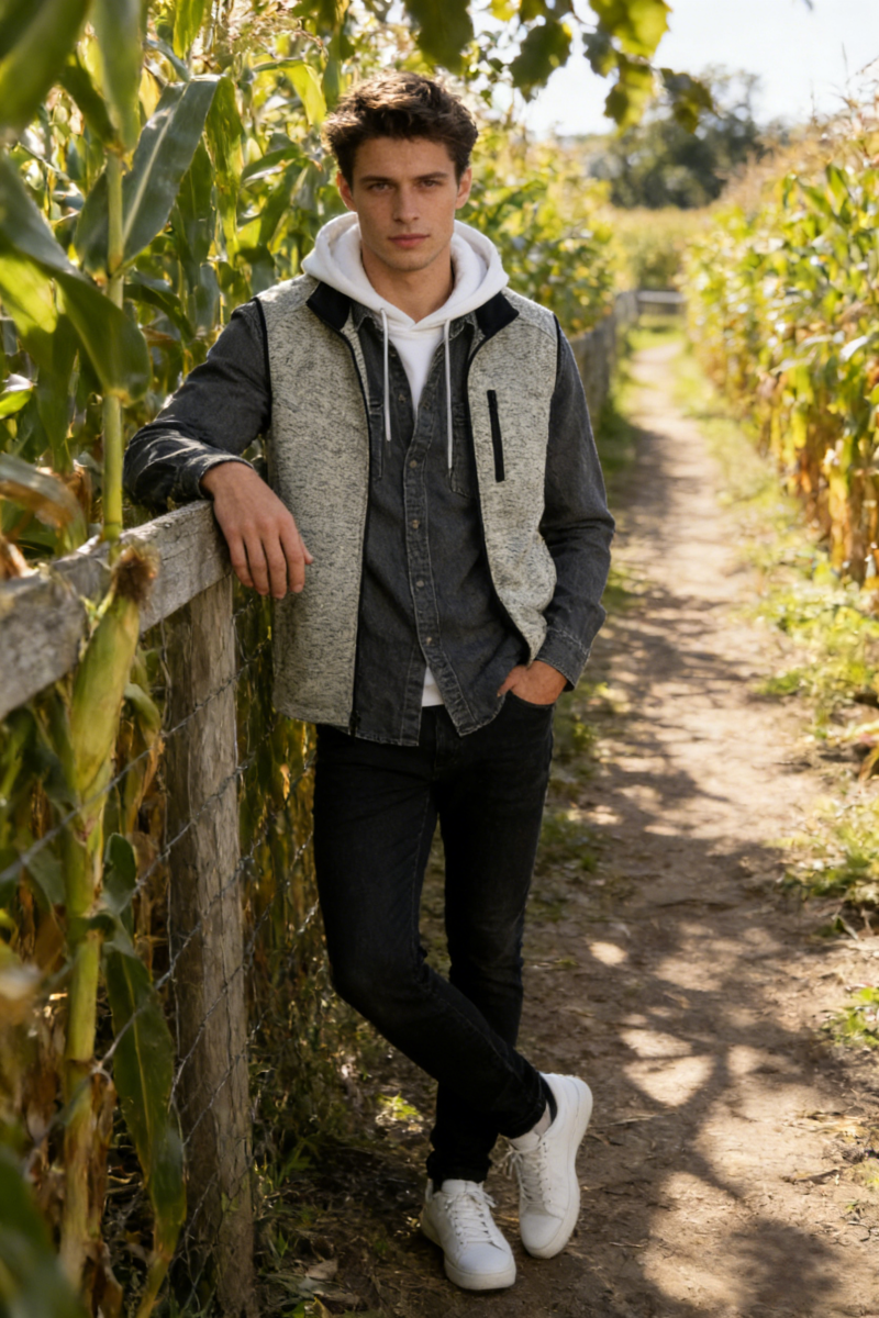 Chaleco polar con cremallera completa para hombre | Bolsillos con cremallera | Imprescindible para usar en capas | M-10-003-Avena