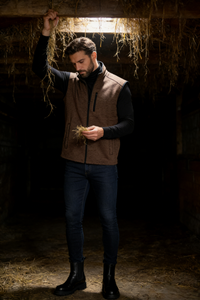 Men’s Full-Zip Fleece Vest |Zippered Pockets| Layering Essential|M-10-003-Dark Choc