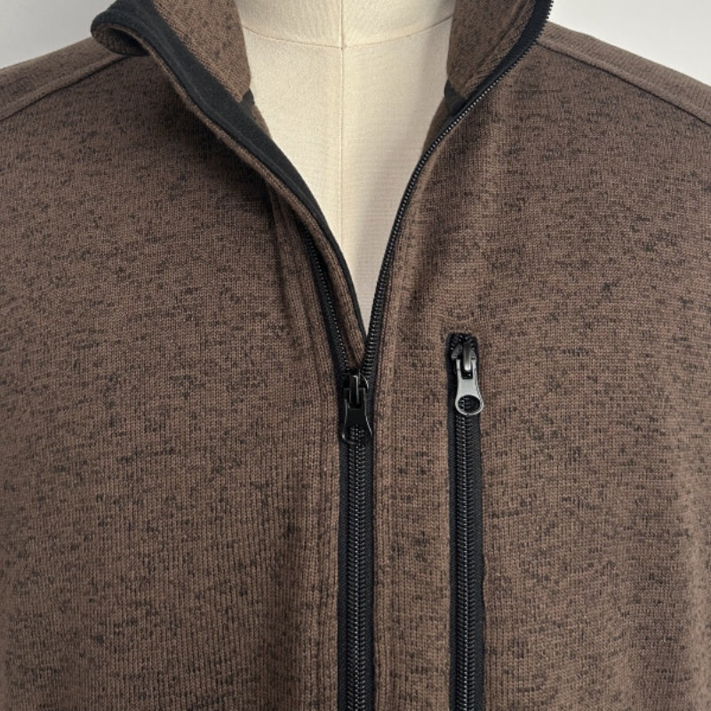 Men’s Full-Zip Fleece Vest |Zippered Pockets| Layering Essential|M-10-003-Dark Choc