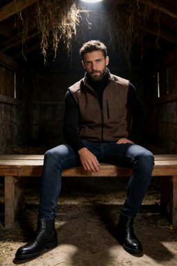 Chaleco polar con cremallera completa para hombre | Bolsillos con cremallera | Imprescindible para capas | M-10-003-Chocolate oscuro