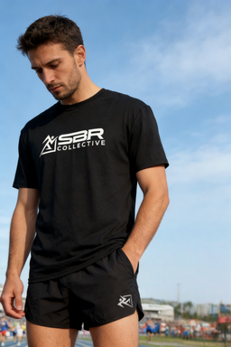 Unisex Free and Easy Daily Eco Short Sleeved Running Tee- M-01-002- Black, White,Slate Blue,Forest Green,Orange