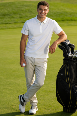 Performance Waffle Textured Heat-seamed Poloshirt Ideal for Golf Shirt or Activewear U-01-005 White,Denim