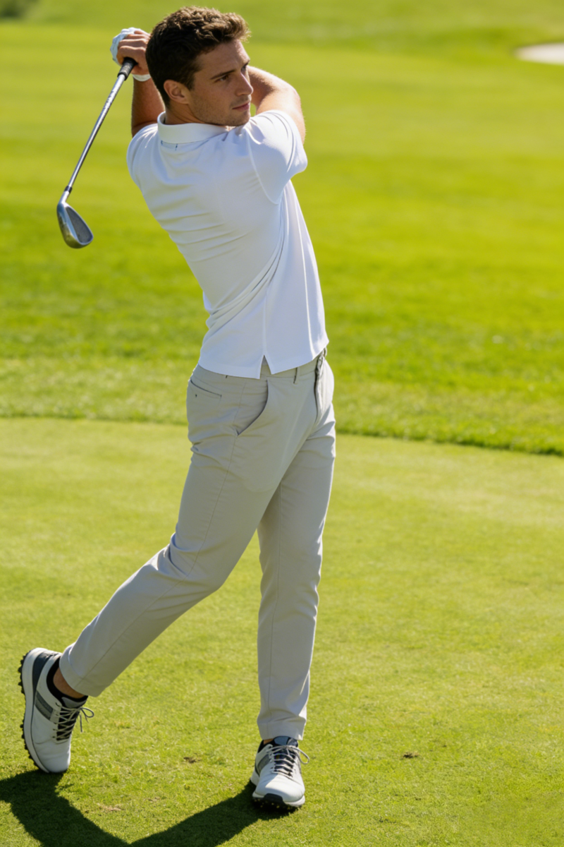 Performance Waffle Textured Heat-seamed Poloshirt Ideal for Golf Shirt or Activewear U-01-005 White,Denim