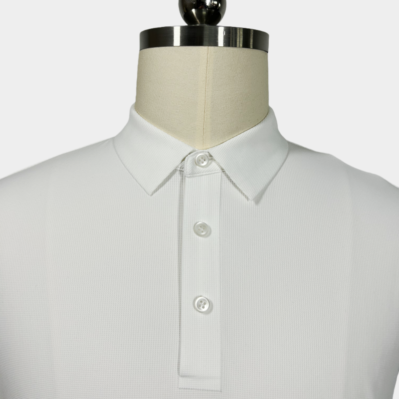 Performance Waffle Textured Heat-seamed Poloshirt Ideal for Golf Shirt or Activewear U-01-005 White,Denim
