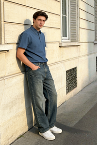 Performance Waffle Textured Heat-seamed Poloshirt Ideal for Golf Shirt or Activewear U-01-005 White,Denim