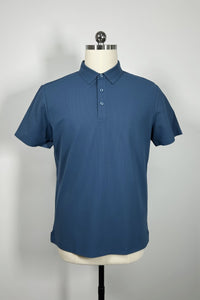 Performance Waffle Textured Heat-seamed Poloshirt Ideal for Golf Shirt or Activewear U-01-005 White,Denim