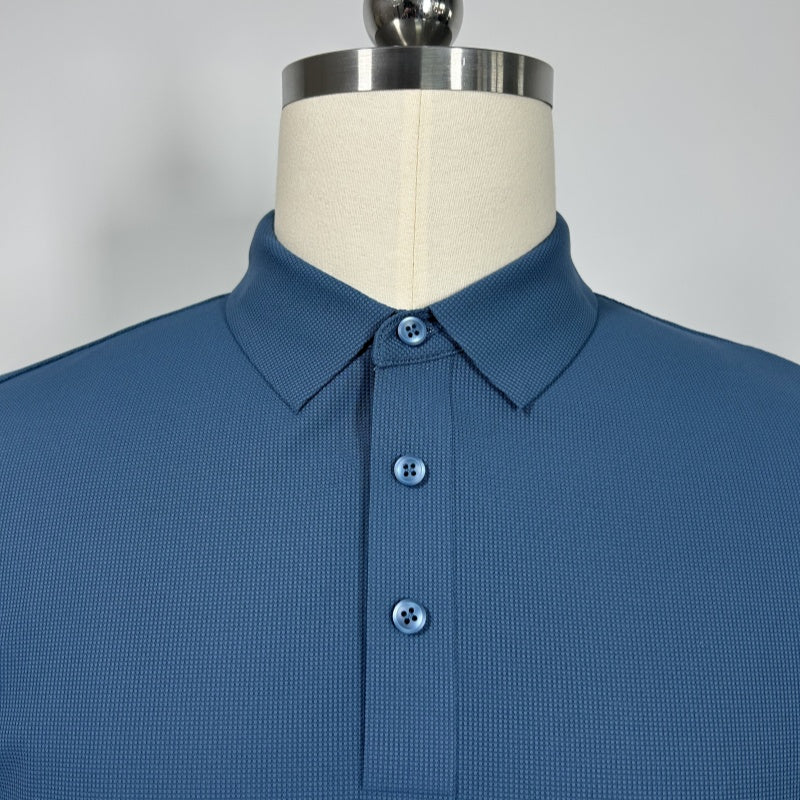 Performance Waffle Textured Heat-seamed Poloshirt Ideal for Golf Shirt or Activewear U-01-005 White,Denim