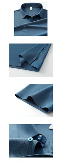 Performance Waffle Textured Heat-seamed Poloshirt Ideal for Golf Shirt or Activewear U-01-005 White,Denim