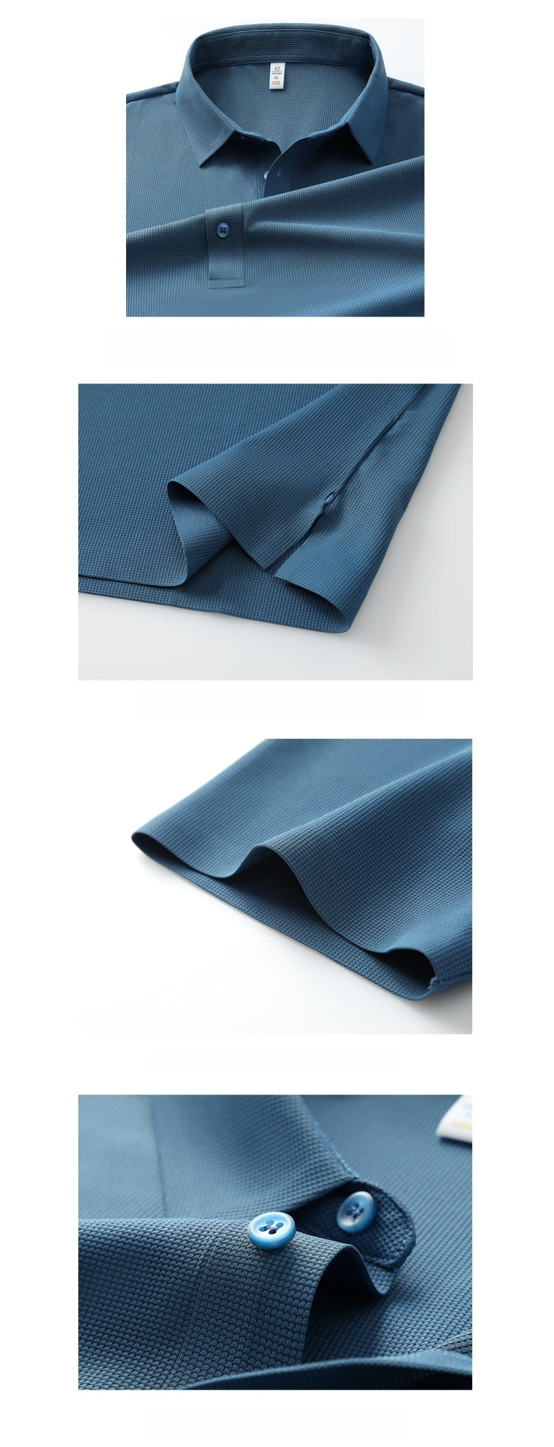 Performance Waffle Textured Heat-seamed Poloshirt Ideal for Golf Shirt or Activewear U-01-005 White,Denim