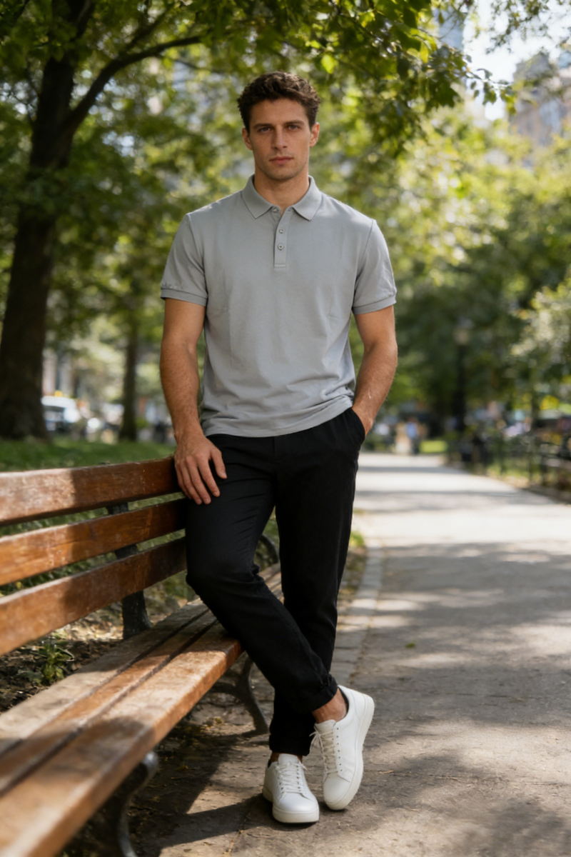 Unisex Performance Dry-Fit Piqué Polo Shirt U-01-006 Light Grey,Denim