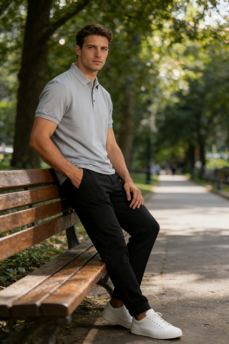 Unisex Performance Dry-Fit Piqué Polo Shirt U-01-006 Light Grey,Denim