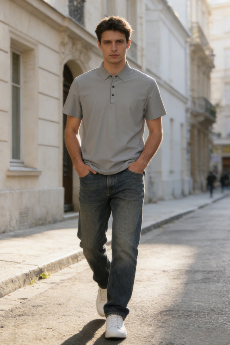 Polo unisex de piqué de alto rendimiento con costuras térmicas. Ideal para golf o ropa deportiva. M-01-007 Azul marino