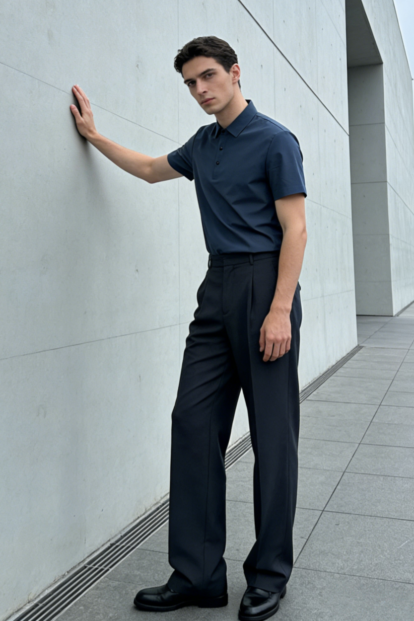 Polo unisex de piqué de alto rendimiento con costuras térmicas. Ideal para golf o ropa deportiva. M-01-007 Azul marino