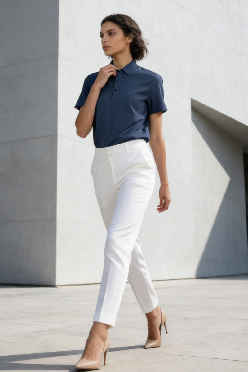 Polo unisex de piqué de alto rendimiento con costuras térmicas. Ideal para golf o ropa deportiva. M-01-007 Azul marino