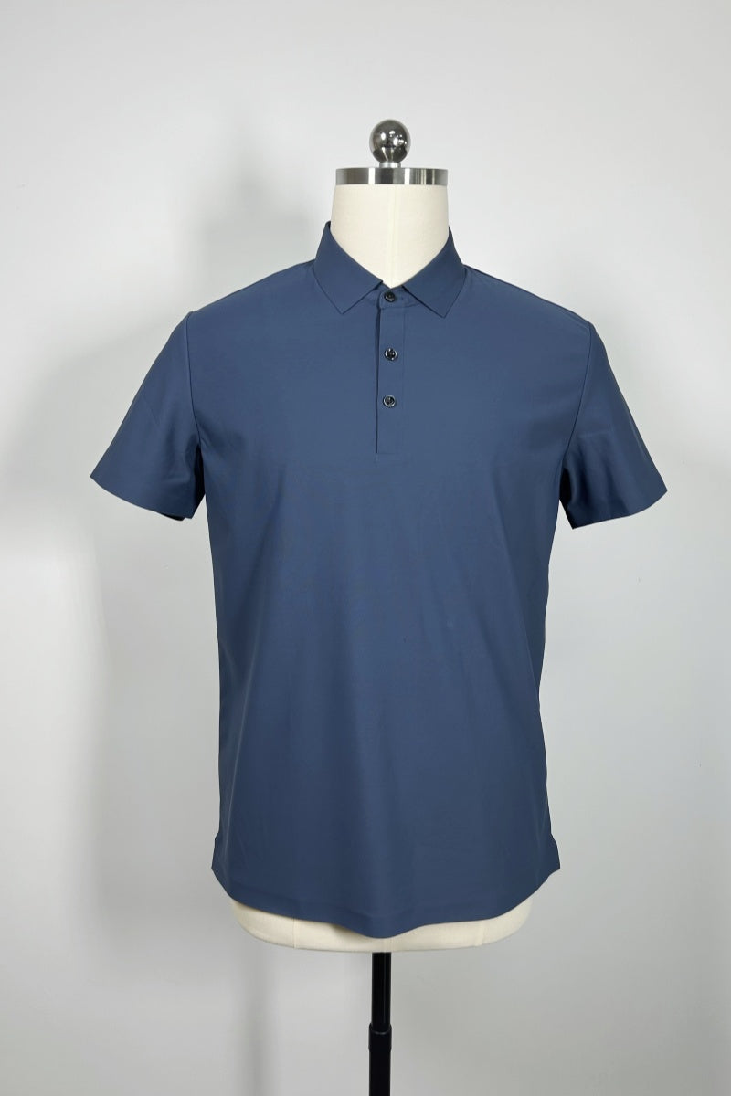 Polo unisex de piqué de alto rendimiento con costuras térmicas. Ideal para golf o ropa deportiva. M-01-007 Azul marino