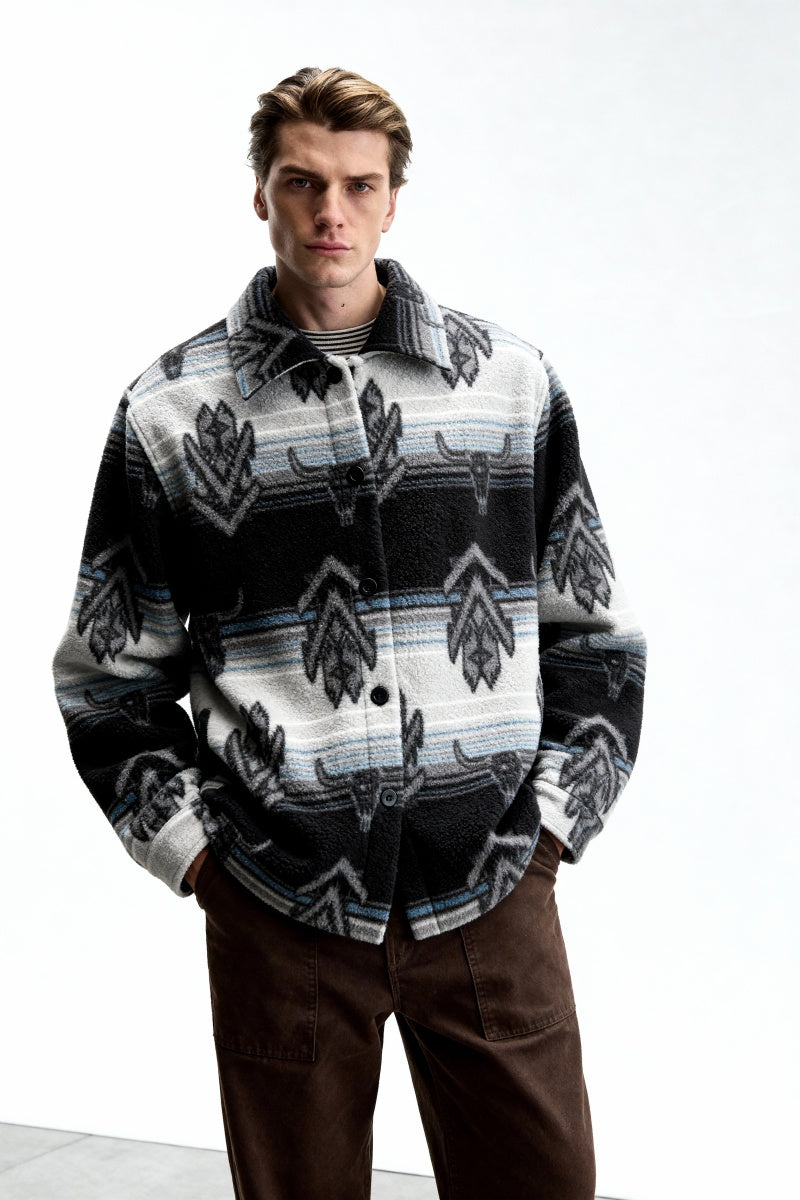 Unisex Big Fleece Shirts|Simple and Premium|Hip Pockets|Button-Up|M-06-001 BlackBlue