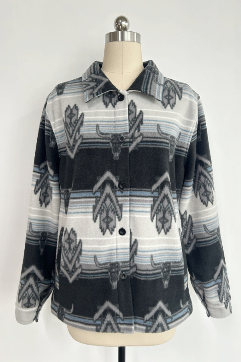 Unisex Big Fleece Shirts|Simple and Premium|Hip Pockets|Button-Up|W-06-001 BlackBlue