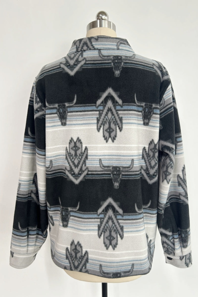 Unisex Big Fleece Shirts|Simple and Premium|Hip Pockets|Button-Up|W-06-001 BlackBlue