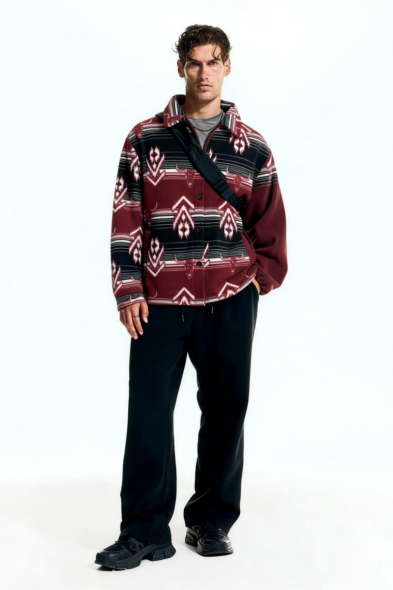 Camisas polares unisex grandes | Sencillas y premium | Bolsillos laterales | Abotonadas | M-06-001 Negro-Rojo