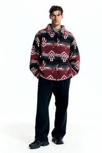 Unisex Big Fleece Shirts|Simple and Premium|Hip Pockets|Button-Up|M-06-001 BlackRed